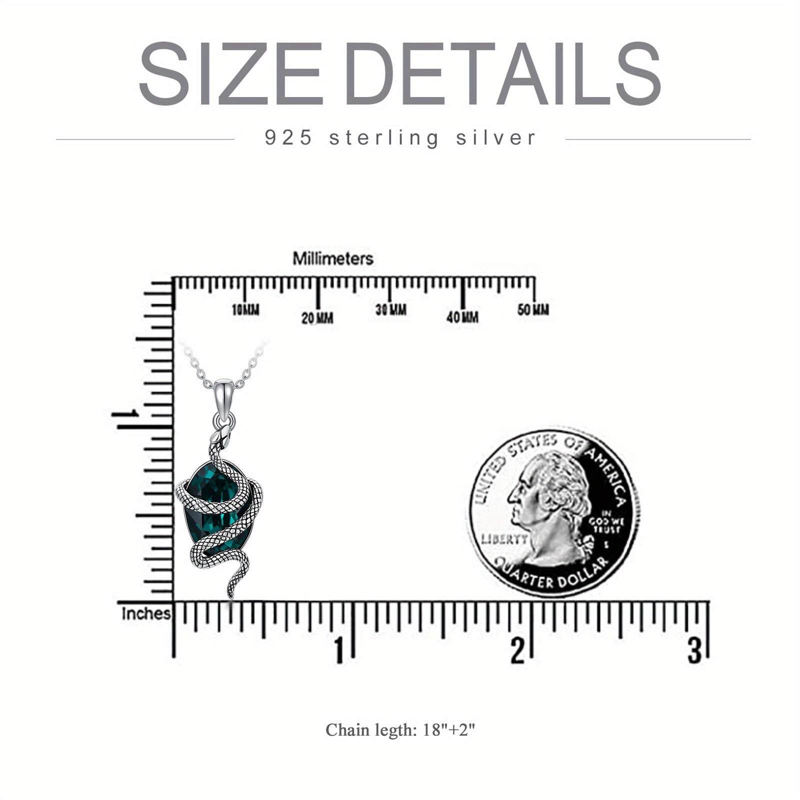 925 Sterling Silver Snake Necklace for Women